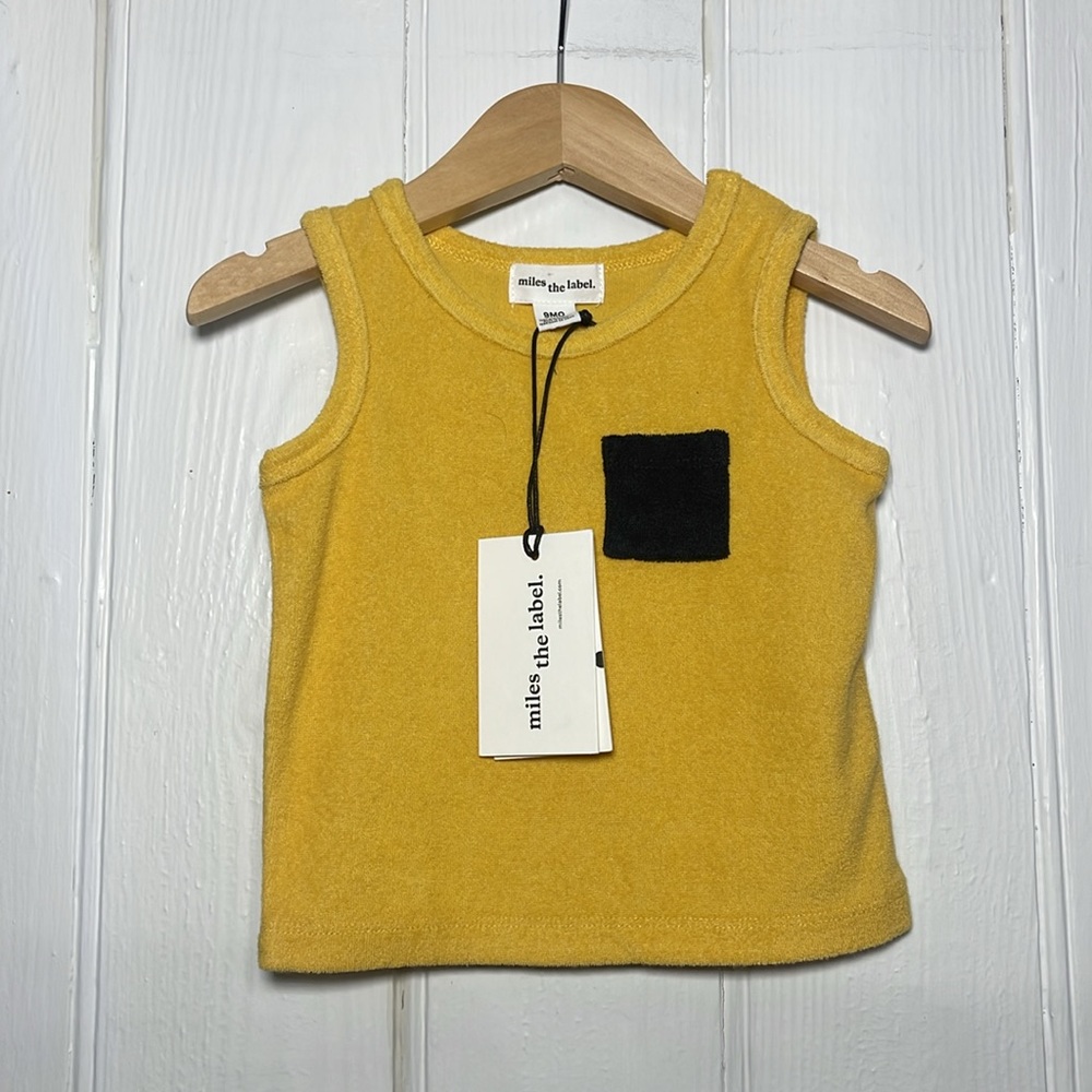 MILES THE LABEL NWT Organic Cotton Super Soft Terrycloth Pocket Tank Top